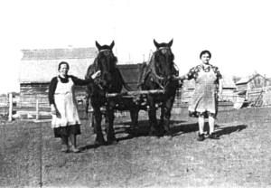1947 Michelina on left and Mrs. Osowetski (her farm)